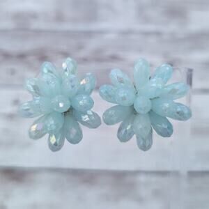 Vintage Clip On Earrings Large Light Green Stamped Western Germany